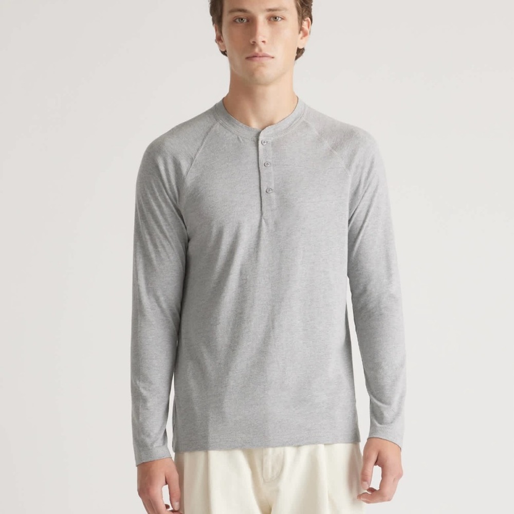 Quince Light Gray Long Sleeve Cotton Modal Henley Men’s XL